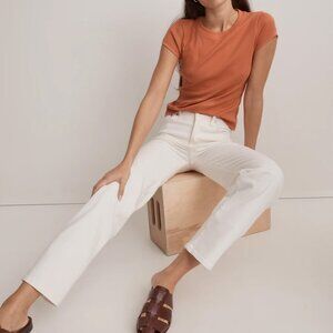 Madewell Brightside Supima® Rib Tee Short Sleeve Classic Coral